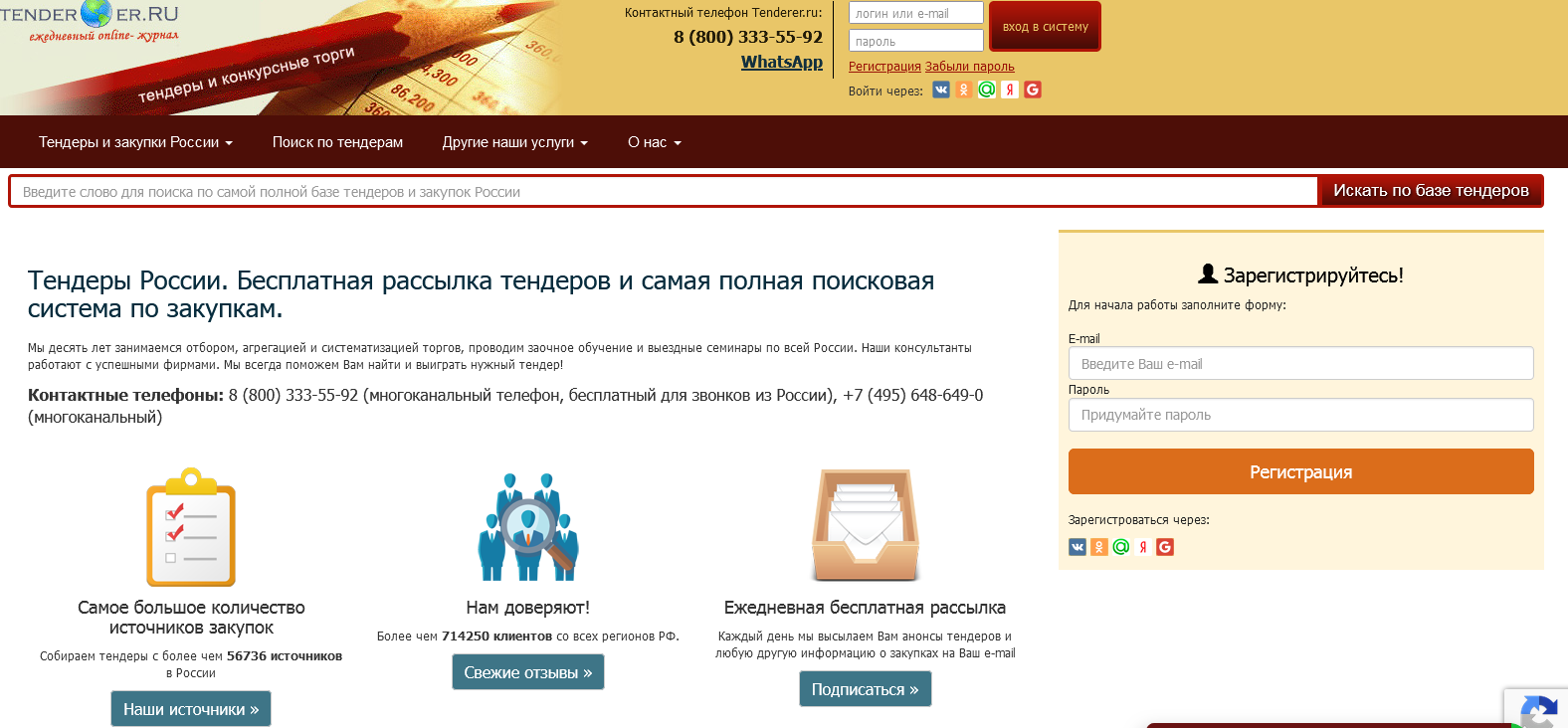 Tenderer.ru – лучший выбор в эконом-сегменте